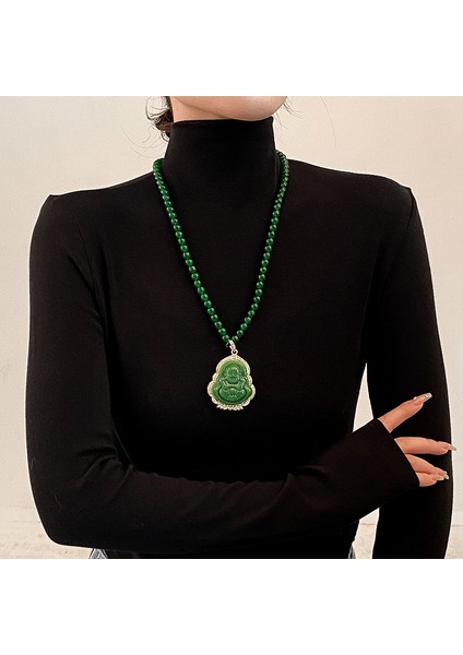 Yeni Çin Üst Düzey Jumper Zinciri Sonbahar ve Kış Yüz Yüksek Sınıf Kolye Aksesuarları Aksesuarlar Giysi Kolye Yeşil Ruyi Kolye Duygusu ile (Yurt Dışından)