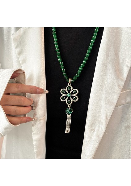 Yeni Çin Üst Düzey Jumper Zinciri Sonbahar ve Kış Yüz Yüksek Sınıf Kolye Aksesuarları Aksesuarlar Giysi Kolye Yeşil Ruyi Kolye Duygusu ile (Yurt Dışından)