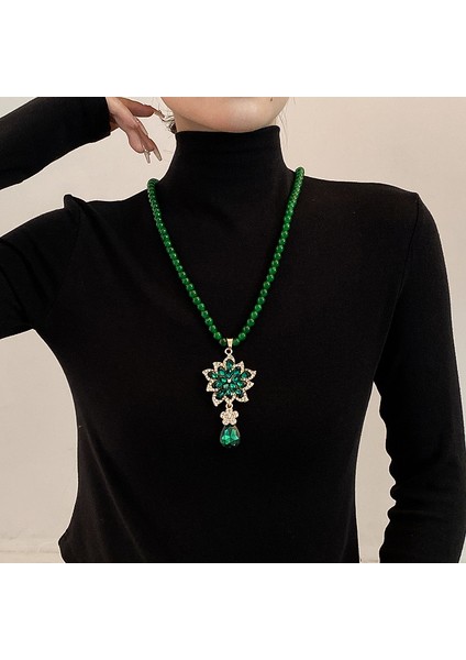 Yeni Çin Üst Düzey Jumper Zinciri Sonbahar ve Kış Yüz Yüksek Sınıf Kolye Aksesuarları Aksesuarlar Giysi Kolye Yeşil Ruyi Kolye Duygusu ile (Yurt Dışından)