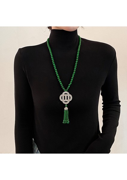Yeni Çin Üst Düzey Jumper Zinciri Sonbahar ve Kış Yüz Yüksek Sınıf Kolye Aksesuarları Aksesuarlar Giysi Kolye Yeşil Ruyi Kolye Duygusu ile (Yurt Dışından)