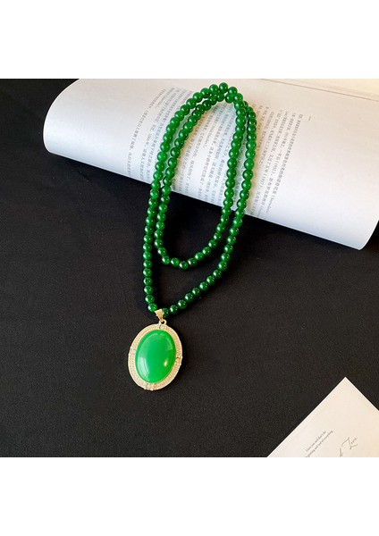 Yeni Çin Üst Düzey Jumper Zinciri Sonbahar ve Kış Yüz Yüksek Sınıf Kolye Aksesuarları Aksesuarlar Giysi Kolye Yeşil Ruyi Kolye Duygusu ile (Yurt Dışından)