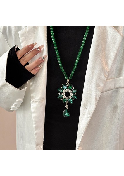 Yeni Çin Üst Düzey Jumper Zinciri Sonbahar ve Kış Yüz Yüksek Sınıf Kolye Aksesuarları Aksesuarlar Giysi Kolye Yeşil Ruyi Kolye Duygusu ile (Yurt Dışından)