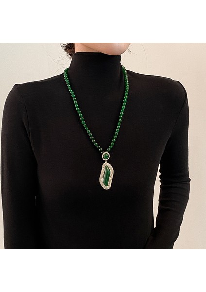 Yeni Çin Üst Düzey Jumper Zinciri Sonbahar ve Kış Yüz Yüksek Sınıf Kolye Aksesuarları Aksesuarlar Giysi Kolye Yeşil Ruyi Kolye Duygusu ile (Yurt Dışından)