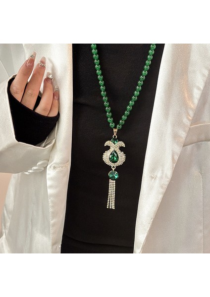 Yeni Çin Üst Düzey Jumper Zinciri Sonbahar ve Kış Yüz Yüksek Sınıf Kolye Aksesuarları Aksesuarlar Giysi Kolye Yeşil Ruyi Kolye Duygusu ile (Yurt Dışından)