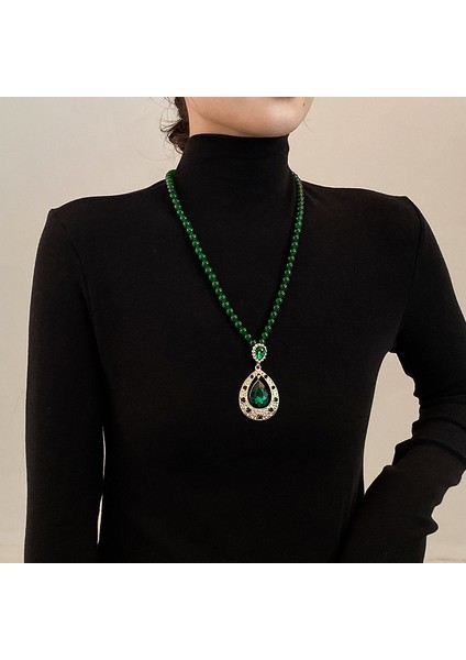 Yeni Çin Üst Düzey Jumper Zinciri Sonbahar ve Kış Yüz Yüksek Sınıf Kolye Aksesuarları Aksesuarlar Giysi Kolye Yeşil Ruyi Kolye Duygusu ile (Yurt Dışından)