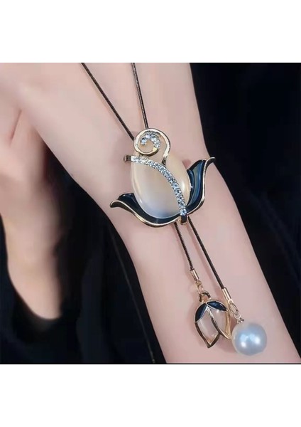 Yüzlerce Jumper Zinciri Kadın Kıdemli Hafif Lüks Uzun Kolye Duygusu Avrupa ve Amerika Birleşik Devletleri Saçak Sonbahar ve Kış Aksesuarları Kolye Ucu (Yurt Dışından) modelleri