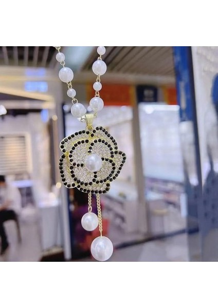 Hafif Lüks Alaşım Küçük Kokulu Inci Kolye Uzun Jumper Zincir Kadın Kıdemli Moda Duygusu Çok Yönlü Dekoratif Aksesuarlar Aksesuarlar Kolye (Yurt Dışından)
