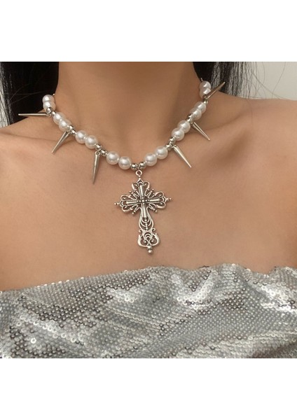 Hafif Lüks Stil Yığılmış Inci Kolye Sonbahar ve Kış Jumper Zinciri Kadın Moda Gelgit Serin Tasarım Takı Kıdemli Duygusu (Yurt Dışından)