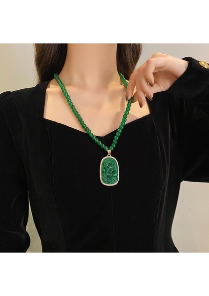 Yeni Çin Üst Düzey Jumper Zinciri Sonbahar ve Kış Yüz Yüksek Sınıf Kolye Aksesuarları Aksesuarlar Giysi Kolye Yeşil Ruyi Kolye Duygusu ile (Yurt Dışından)