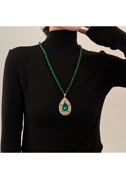 Yeni Çin Üst Düzey Jumper Zinciri Sonbahar ve Kış Yüz Yüksek Sınıf Kolye Aksesuarları Aksesuarlar Giysi Kolye Yeşil Ruyi Kolye Duygusu ile (Yurt Dışından)