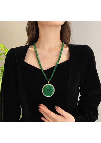 Yeni Çin Üst Düzey Jumper Zinciri Sonbahar ve Kış Yüz Yüksek Sınıf Kolye Aksesuarları Aksesuarlar Giysi Kolye Yeşil Ruyi Kolye Duygusu ile (Yurt Dışından)