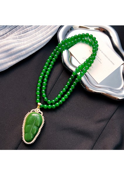 Yeni Çin Üst Düzey Jumper Zinciri Sonbahar ve Kış Yüz Yüksek Sınıf Kolye Aksesuarları Aksesuarlar Giysi Kolye Yeşil Ruyi Kolye Duygusu ile (Yurt Dışından)