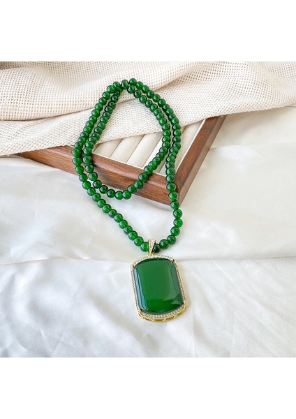 Yeni Çin Üst Düzey Jumper Zinciri Sonbahar ve Kış Yüz Yüksek Sınıf Kolye Aksesuarları Aksesuarlar Giysi Kolye Yeşil Ruyi Kolye Duygusu ile (Yurt Dışından)