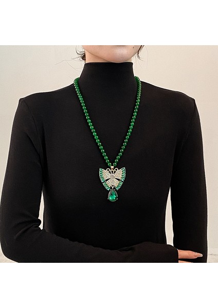 Yeni Çin Üst Düzey Jumper Zinciri Sonbahar ve Kış Yüz Yüksek Sınıf Kolye Aksesuarları Aksesuarlar Giysi Kolye Yeşil Ruyi Kolye Duygusu ile (Yurt Dışından)