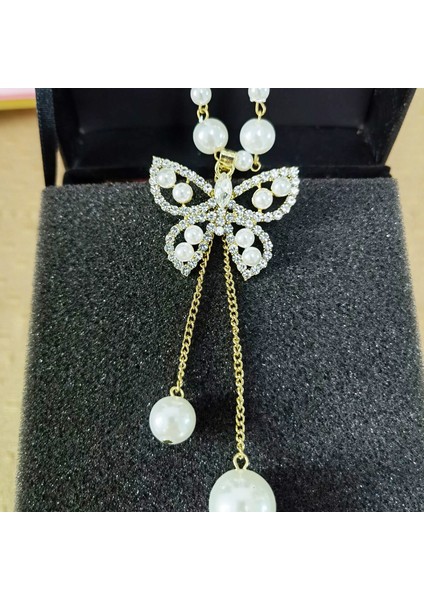 Hafif Lüks Alaşım Küçük Kokulu Inci Kolye Uzun Jumper Zincir Kadın Kıdemli Moda Duygusu Çok Yönlü Dekoratif Aksesuarlar Aksesuarlar Kolye (Yurt Dışından)