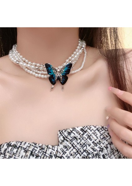 Hafif Lüks Stil Yığılmış Inci Kolye Sonbahar ve Kış Jumper Zinciri Kadın Moda Gelgit Serin Tasarım Takı Kıdemli Duygusu (Yurt Dışından)