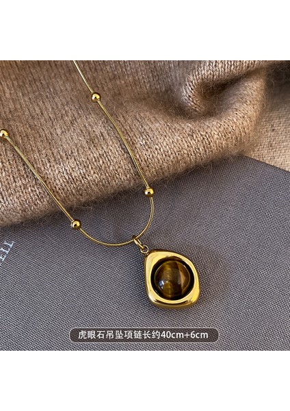 Sonbahar ve Kış Merad Boncuklu Kaplan Gözü Taş Modelleri Kolye Kolye Kadın Retro Mizaç Jumper Zincir Hafif Lüks Üst Düzey Aksesuar Duygusu (Yurt Dışından)