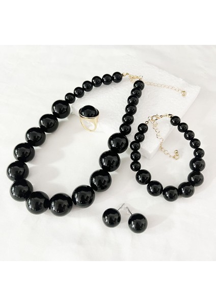 Zarif Retro Inci Kolye Kadın Çapraz Sınır Köprücük Kemiği Zinciri Gelin Gelinlik Aksesuarları Kolye Küpe Seti (Yurt Dışından)