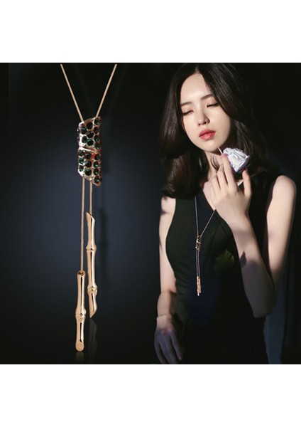 Yüzlerce Jumper Zinciri Kadın Kıdemli Hafif Lüks Uzun Kolye Duygusu Avrupa ve Amerika Birleşik Devletleri Saçak Sonbahar ve Kış Aksesuarları Kolye Ucu (Yurt Dışından)