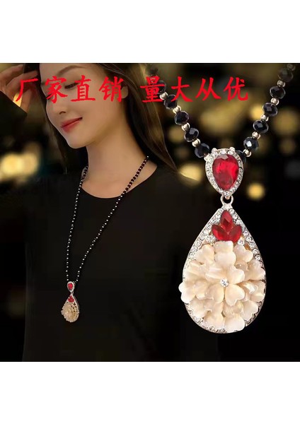 Hafif Lüks Alaşım Küçük Kokulu Inci Kolye Uzun Jumper Zincir Kadın Kıdemli Moda Duygusu Çok Yönlü Dekoratif Aksesuarlar Aksesuarlar Kolye (Yurt Dışından)