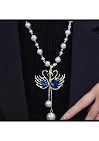 Hafif Lüks Alaşım Küçük Kokulu Inci Kolye Uzun Jumper Zincir Kadın Kıdemli Moda Duygusu Çok Yönlü Dekoratif Aksesuarlar Aksesuarlar Kolye (Yurt Dışından)