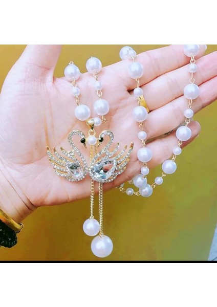 Hafif Lüks Alaşım Küçük Kokulu Inci Kolye Uzun Jumper Zincir Kadın Kıdemli Moda Duygusu Çok Yönlü Dekoratif Aksesuarlar Aksesuarlar Kolye (Yurt Dışından)