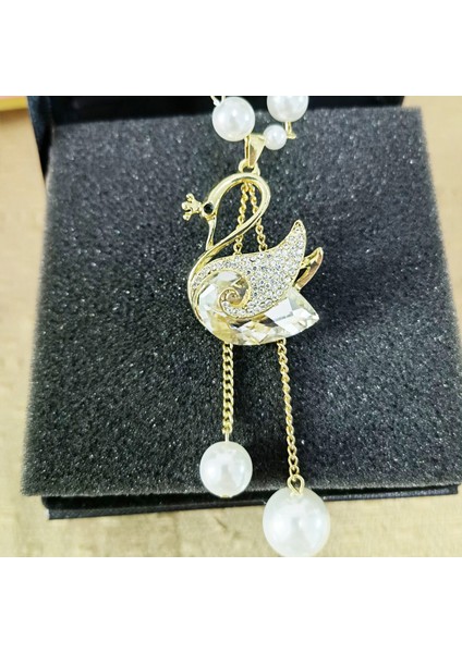 Hafif Lüks Alaşım Küçük Kokulu Inci Kolye Uzun Jumper Zincir Kadın Kıdemli Moda Duygusu Çok Yönlü Dekoratif Aksesuarlar Aksesuarlar Kolye (Yurt Dışından)