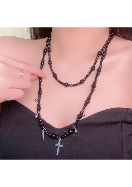 Hafif Lüks Stil Yığılmış Inci Kolye Sonbahar ve Kış Jumper Zinciri Kadın Moda Gelgit Serin Tasarım Takı Kıdemli Duygusu (Yurt Dışından)