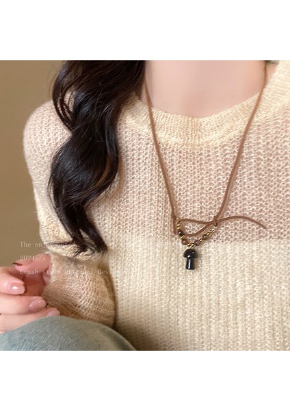 Sonbahar ve Kış Merad Boncuklu Kaplan Gözü Taş Modelleri Kolye Kolye Kadın Retro Mizaç Jumper Zincir Hafif Lüks Üst Düzey Aksesuar Duygusu (Yurt Dışından)