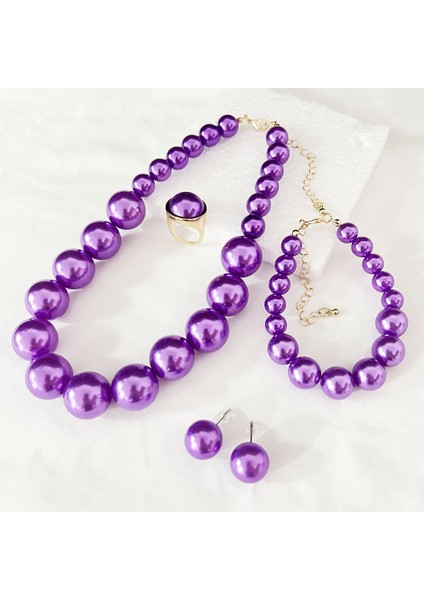 Zarif Retro Inci Kolye Kadın Çapraz Sınır Köprücük Kemiği Zinciri Gelin Gelinlik Aksesuarları Kolye Küpe Seti (Yurt Dışından)