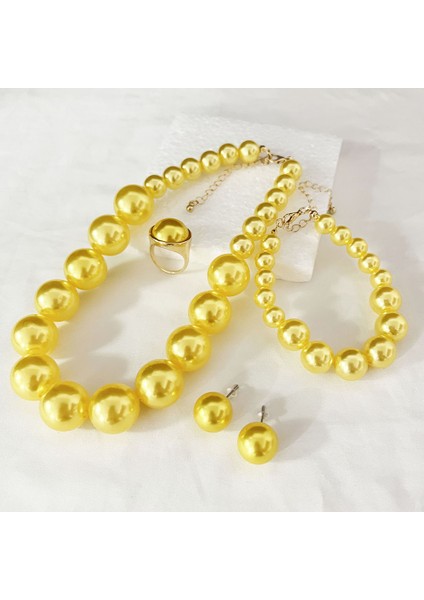 Zarif Retro Inci Kolye Kadın Çapraz Sınır Köprücük Kemiği Zinciri Gelin Gelinlik Aksesuarları Kolye Küpe Seti (Yurt Dışından)