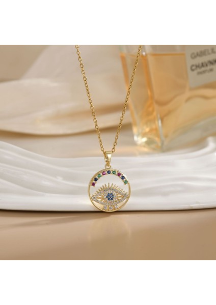 Sıcak Satış Titanyum Çelik Kolye Kadın Şeytanın Gözü Kolye Niş Işık Duygusu Lüks Yüz Eşleşen Köprücük Kemiği Zincir Takı (Yurt Dışından)