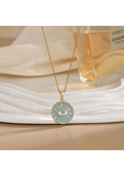 Sıcak Satış Titanyum Çelik Kolye Kadın Şeytanın Gözü Kolye Niş Işık Duygusu Lüks Yüz Eşleşen Köprücük Kemiği Zincir Takı (Yurt Dışından)