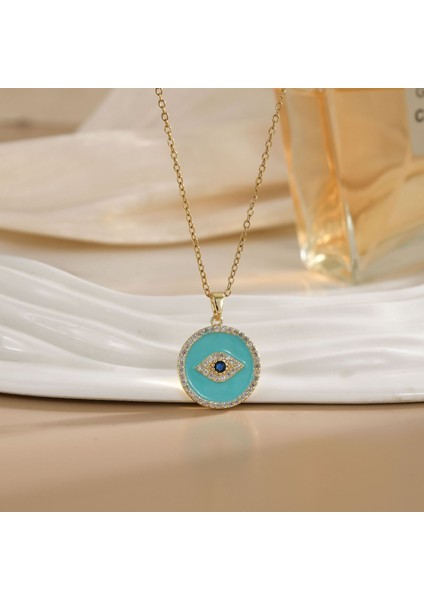 Sıcak Satış Titanyum Çelik Kolye Kadın Şeytanın Gözü Kolye Niş Işık Duygusu Lüks Yüz Eşleşen Köprücük Kemiği Zincir Takı (Yurt Dışından)