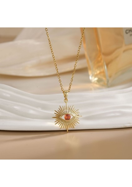 Sıcak Satış Titanyum Çelik Kolye Kadın Şeytanın Gözü Kolye Niş Işık Duygusu Lüks Yüz Eşleşen Köprücük Kemiği Zincir Takı (Yurt Dışından)