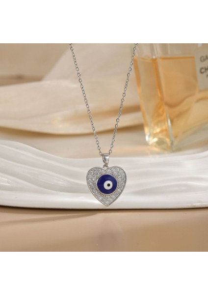 Sıcak Satış Titanyum Çelik Kolye Kadın Şeytanın Gözü Kolye Niş Işık Duygusu Lüks Yüz Eşleşen Köprücük Kemiği Zincir Takı (Yurt Dışından)