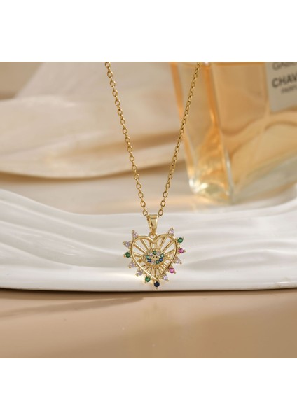 Sıcak Satış Titanyum Çelik Kolye Kadın Şeytanın Gözü Kolye Niş Işık Duygusu Lüks Yüz Eşleşen Köprücük Kemiği Zincir Takı (Yurt Dışından)