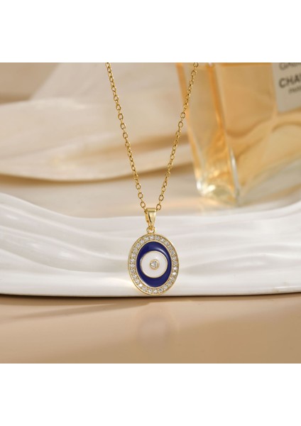 Sıcak Satış Titanyum Çelik Kolye Kadın Şeytanın Gözü Kolye Niş Işık Duygusu Lüks Yüz Eşleşen Köprücük Kemiği Zincir Takı (Yurt Dışından)