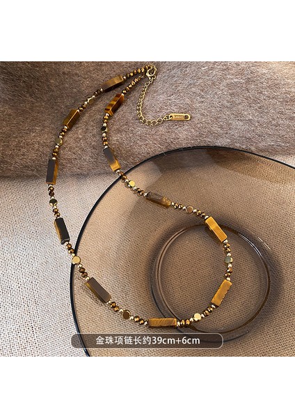 Sonbahar ve Kış Merad Boncuklu Kaplan Gözü Taş Modelleri Kolye Kolye Kadın Retro Mizaç Jumper Zincir Hafif Lüks Üst Düzey Aksesuar Duygusu (Yurt Dışından)