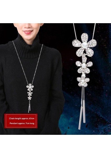 Sonbahar ve Kış Hafif Lüks Stil Jumper Zinciri Üst Düzey Kadın Vahşi Uzun Püskül Kolye Inci Kolye Aksesuarları Duygusu (Yurt Dışından)