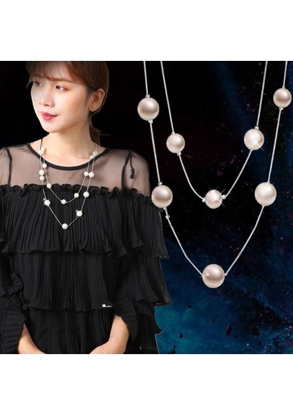 Sonbahar ve Kış Hafif Lüks Stil Jumper Zinciri Üst Düzey Kadın Vahşi Uzun Püskül Kolye Inci Kolye Aksesuarları Duygusu (Yurt Dışından)