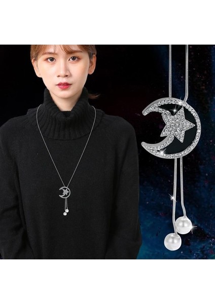 Sonbahar ve Kış Hafif Lüks Stil Jumper Zinciri Üst Düzey Kadın Vahşi Uzun Püskül Kolye Inci Kolye Aksesuarları Duygusu (Yurt Dışından)