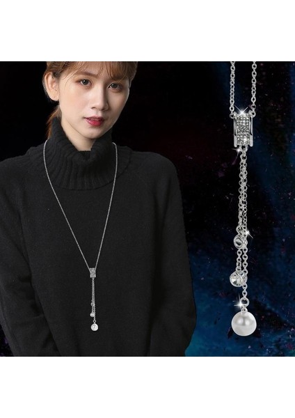 Sonbahar ve Kış Hafif Lüks Stil Jumper Zinciri Üst Düzey Kadın Vahşi Uzun Püskül Kolye Inci Kolye Aksesuarları Duygusu (Yurt Dışından)