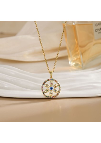 Sıcak Satış Titanyum Çelik Kolye Kadın Şeytanın Gözü Kolye Niş Işık Duygusu Lüks Yüz Eşleşen Köprücük Kemiği Zincir Takı (Yurt Dışından)