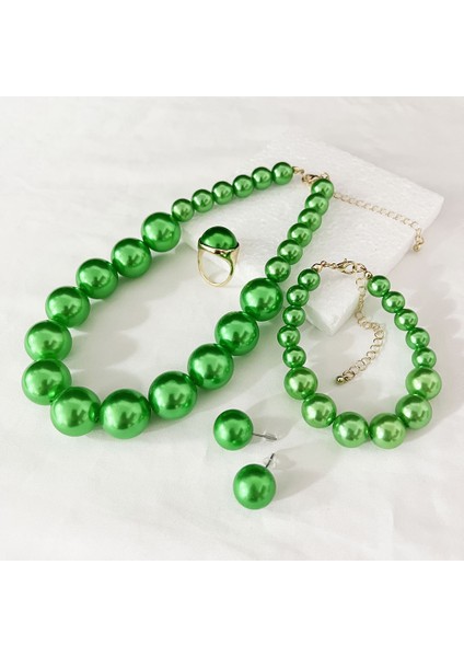 Zarif Retro Inci Kolye Kadın Çapraz Sınır Köprücük Kemiği Zinciri Gelin Gelinlik Aksesuarları Kolye Küpe Seti (Yurt Dışından)