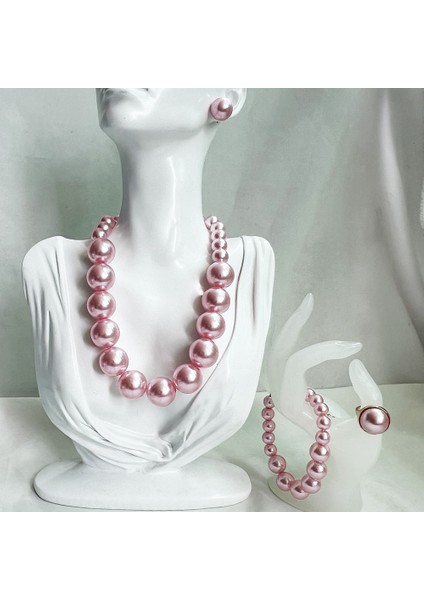 Zarif Retro Inci Kolye Kadın Çapraz Sınır Köprücük Kemiği Zinciri Gelin Gelinlik Aksesuarları Kolye Küpe Seti (Yurt Dışından)