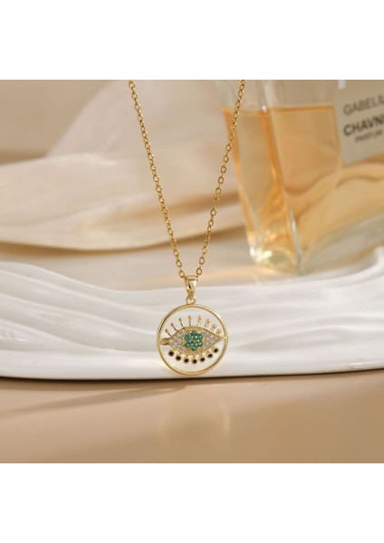 Sıcak Satış Titanyum Çelik Kolye Kadın Şeytanın Gözü Kolye Niş Işık Duygusu Lüks Yüz Eşleşen Köprücük Kemiği Zincir Takı (Yurt Dışından)