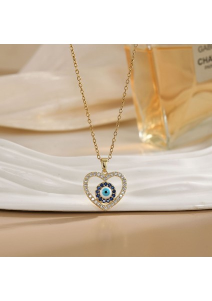 Sıcak Satış Titanyum Çelik Kolye Kadın Şeytanın Gözü Kolye Niş Işık Duygusu Lüks Yüz Eşleşen Köprücük Kemiği Zincir Takı (Yurt Dışından)