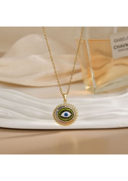 Sıcak Satış Titanyum Çelik Kolye Kadın Şeytanın Gözü Kolye Niş Işık Duygusu Lüks Yüz Eşleşen Köprücük Kemiği Zincir Takı (Yurt Dışından)