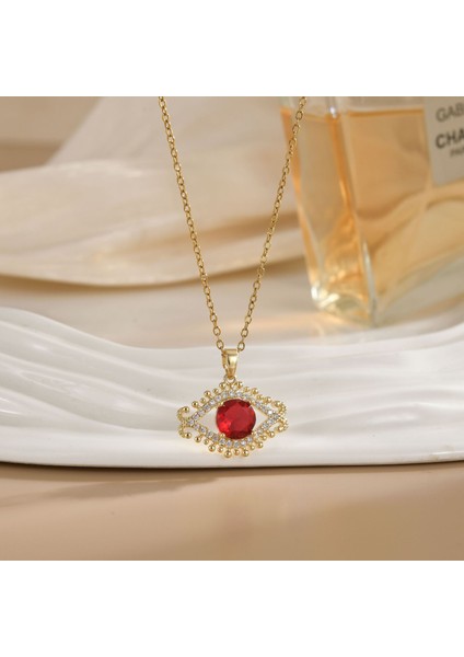 Sıcak Satış Titanyum Çelik Kolye Kadın Şeytanın Gözü Kolye Niş Işık Duygusu Lüks Yüz Eşleşen Köprücük Kemiği Zincir Takı (Yurt Dışından)